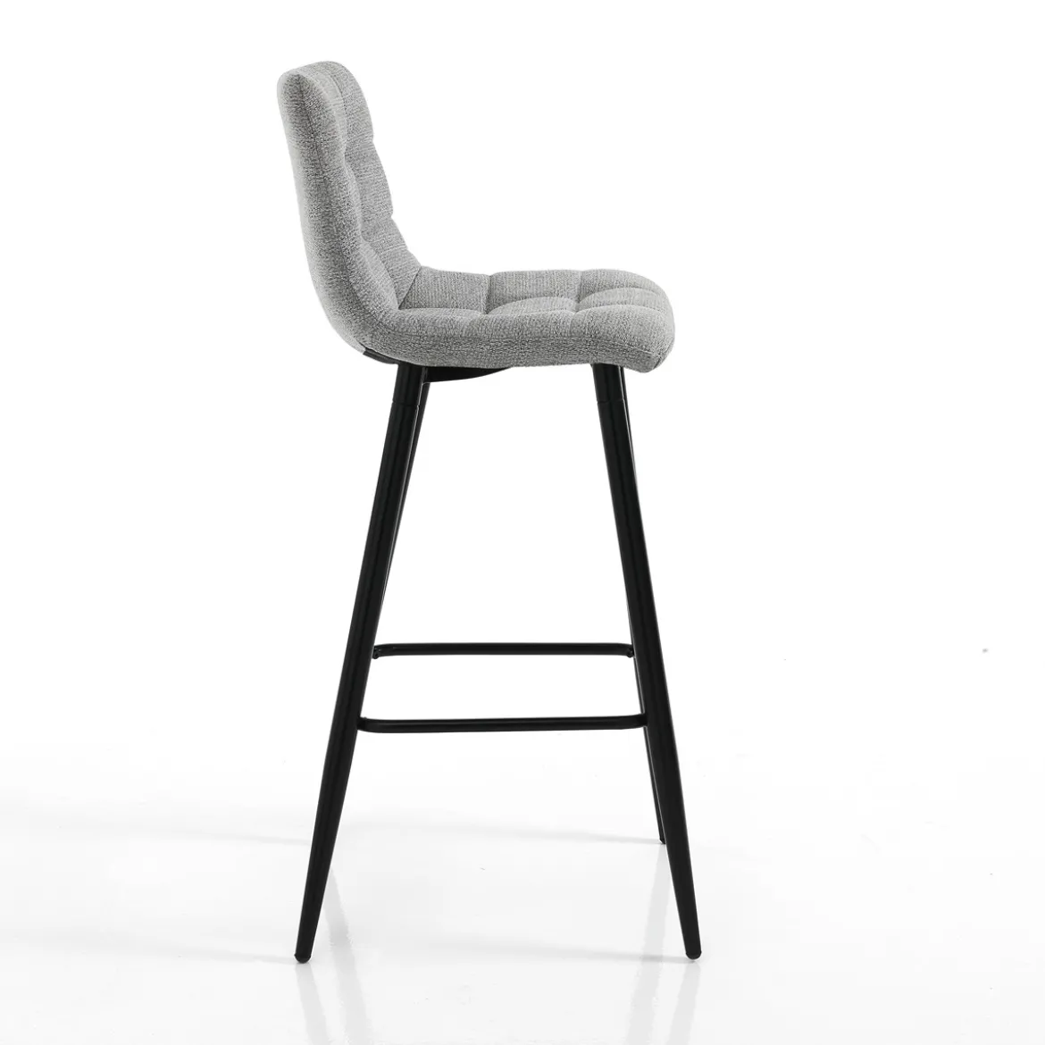 Toffee light grey sgabello grey light grey in tessuto di colore grigio chiaro e metallo nero opaco 44x50xh104 cm seduta h 78 cm