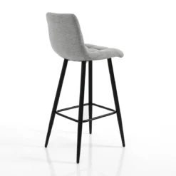 Toffee light grey sgabello grey light grey in tessuto di colore grigio chiaro e metallo nero opaco 44x50xh104 cm seduta h 78 cm