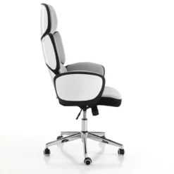 Toledo poltrona da ufficio regolabile e girevole egg in tessuto grigio ghiaccio e plastica bianco lucido 64x69 h119/129 cm