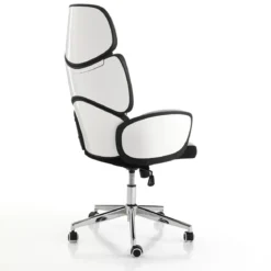 Toledo poltrona da ufficio regolabile e girevole egg in tessuto grigio ghiaccio e plastica bianco lucido 64x69 h119/129 cm