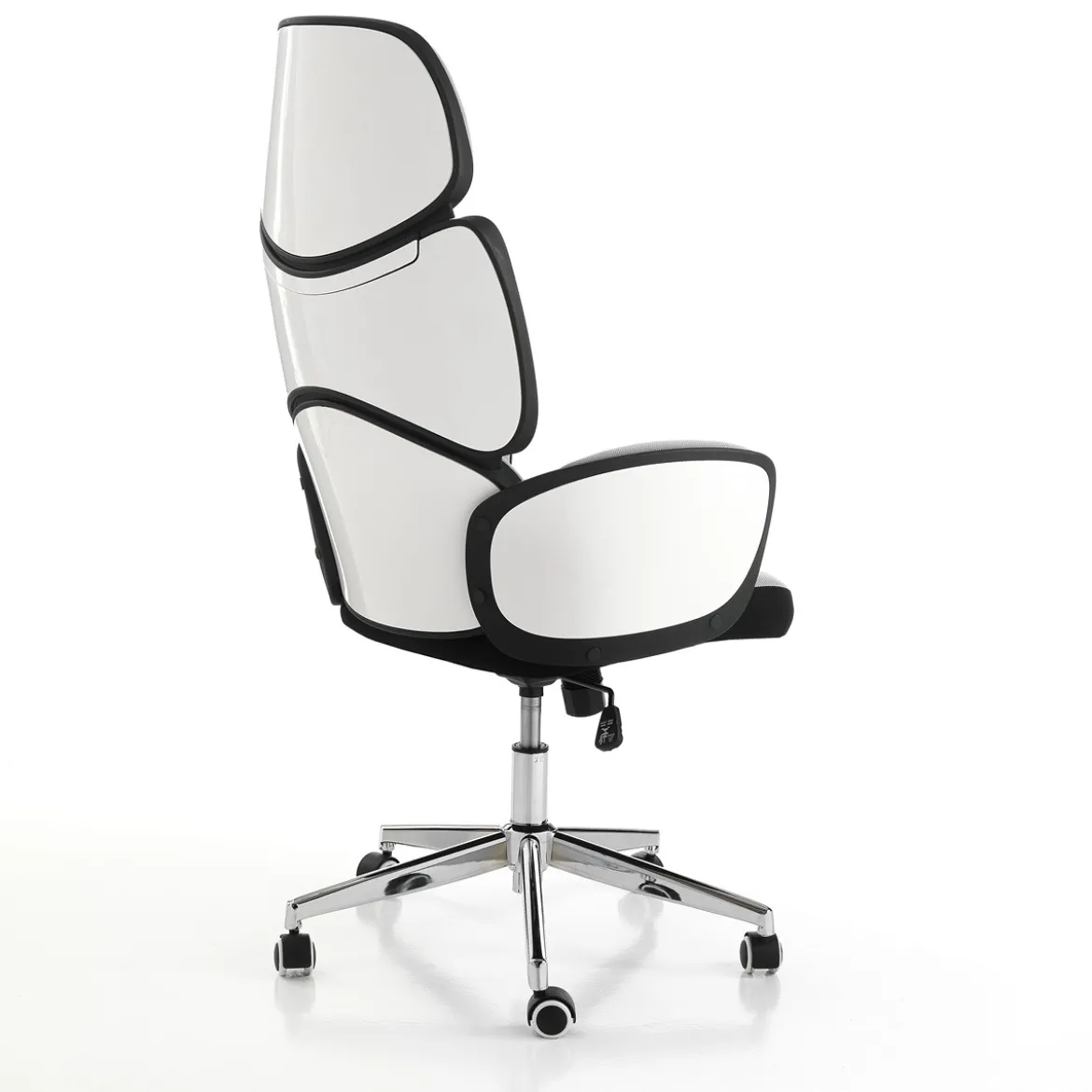 Toledo poltrona da ufficio regolabile e girevole egg in tessuto grigio ghiaccio e plastica bianco lucido 64x69 h119/129 cm