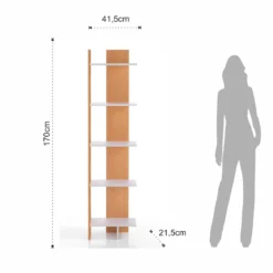 Tower-a libreria a colonna selma bianco opaco e finitura rovere 41.5x21.5xh170 cm