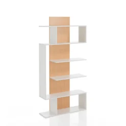 Tower-b libreria a colonna sanna bianco opaco e finitura rovere 80x25.5xh170 cm