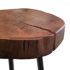 Trunk-a tavolino rotondo in legno massello e metallo nero opaco h42 ø35 cm