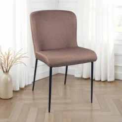 Tryun Brown sedia Imbottita tessuto marrone struttura metallo nero opaco h82 l49 p59