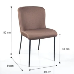 Tryun Brown sedia Imbottita tessuto marrone struttura metallo nero opaco h82 l49 p59