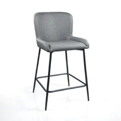 Tryun Grey Home sgabello imbottito tessuto grigio struttura metallo nero opaco h92 l47 p53 seduta h64