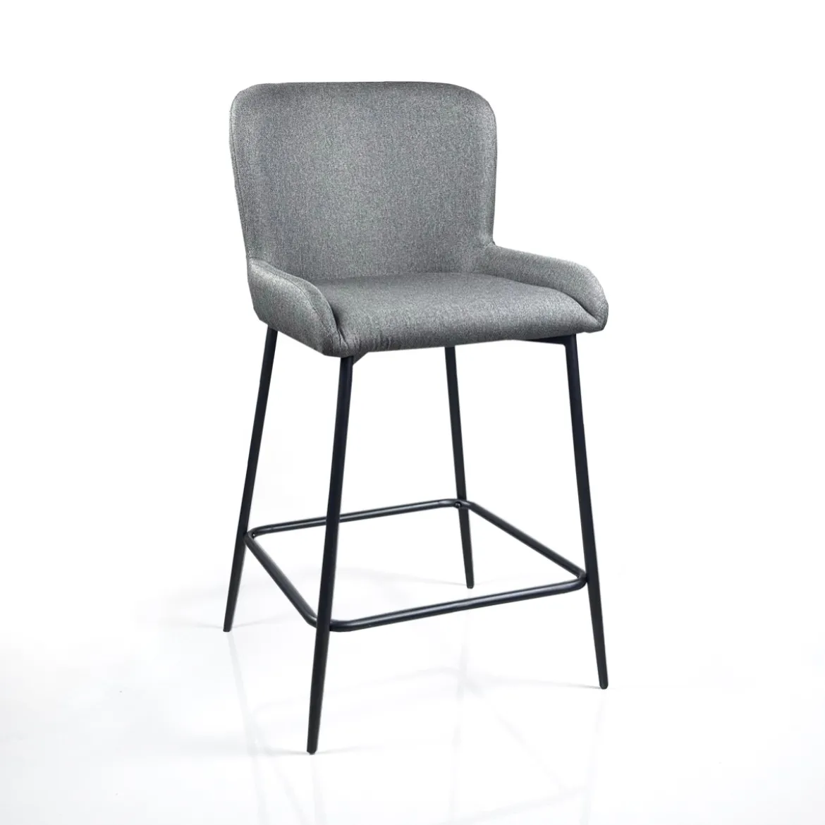 Tryun Grey Home sgabello imbottito tessuto grigio struttura metallo nero opaco h92 l47 p53 seduta h64