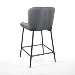 Tryun Grey Home sgabello imbottito tessuto grigio struttura metallo nero opaco h92 l47 p53 seduta h64