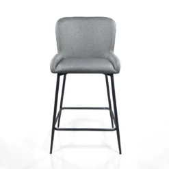 Tryun Grey Home sgabello imbottito tessuto grigio struttura metallo nero opaco h92 l47 p53 seduta h64