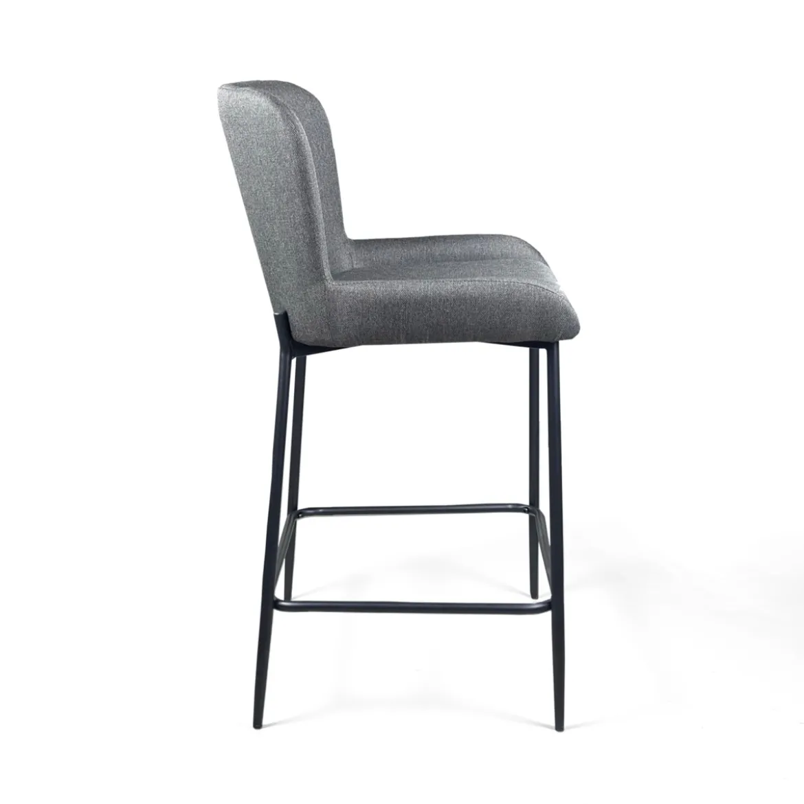 Tryun Grey Home sgabello imbottito tessuto grigio struttura metallo nero opaco h92 l47 p53 seduta h64