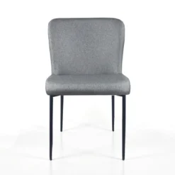 Tryun Grey sedia Imbottita tessuto grigio struttura metallo nero opaco h82 l49 p59