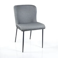 Tryun Grey sedia Imbottita tessuto grigio struttura metallo nero opaco h82 l49 p59