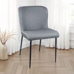 Tryun Grey sedia Imbottita tessuto grigio struttura metallo nero opaco h82 l49 p59