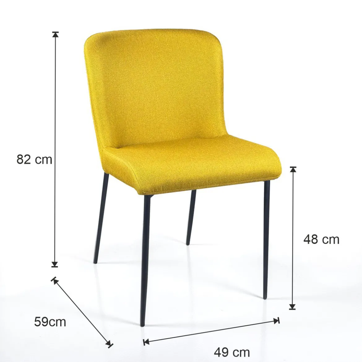 Tryun Yellow sedia Imbottita tessuto giallo struttura metallo nero opaco h82 l49 p59