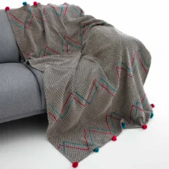 Tulsi plaid cotone 100% cotone grigio e rosso 190x135 cm