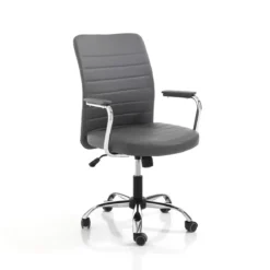 Tyler grey sedia da ufficio regolabile e girevole in pelle sintetica di colore grigio con ruote 56x66 h92/102 cm