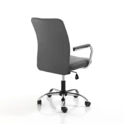 Tyler grey sedia da ufficio regolabile e girevole in pelle sintetica di colore grigio con ruote 56x66 h92/102 cm
