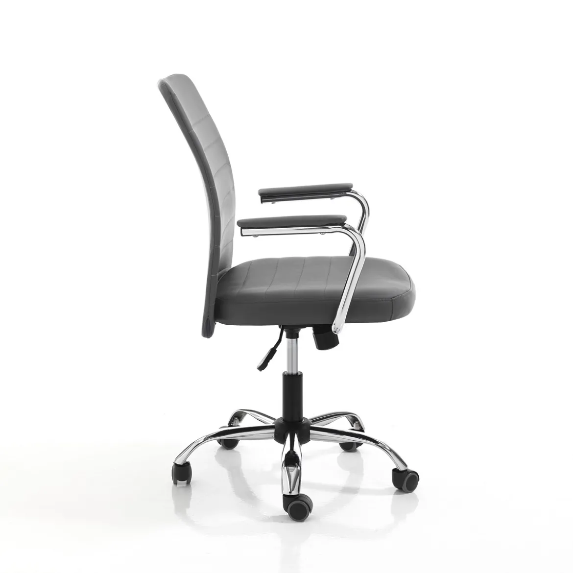 Tyler grey sedia da ufficio regolabile e girevole in pelle sintetica di colore grigio con ruote 56x66 h92/102 cm