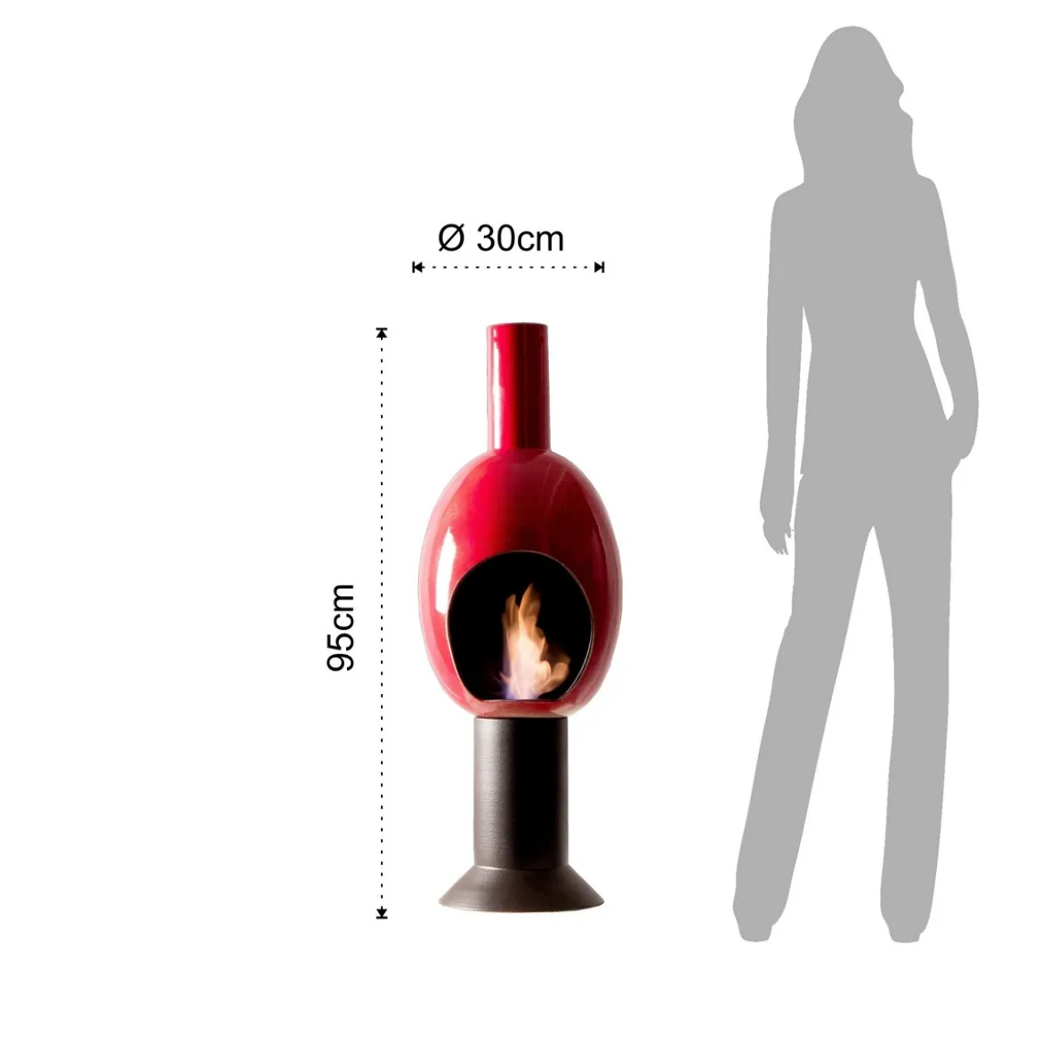 Uovo red camino a bioetanolo in ceramica realizzato a mano non necessita di canna fumaria cm. h95 d30 made in italy