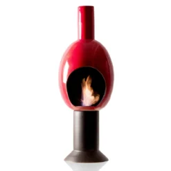 Uovo red camino a bioetanolo in ceramica realizzato a mano non necessita di canna fumaria cm. h95 d30 made in italy