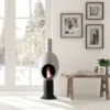 Uovo white camino a bioetanolo in ceramica realizzato a mano non necessita di canna fumaria cm. h95 d3 made in italy