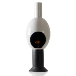 Uovo white camino a bioetanolo in ceramica realizzato a mano non necessita di canna fumaria cm. h95 d3 made in italy
