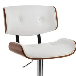 Uppsala sgabello in pelle sintetica bianca e finitura noce base in metallo cromato 51x55xh95-115 cm