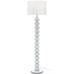Vanity white lampada da terra metallo bianco opaco paralume tessuto bianco d45 h170