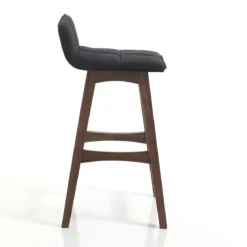 Varm dark wood sgabello in tessuto grigio scuro e legno massello finitura noce scuro 39x47xh68 cm