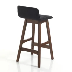 Varm dark wood sgabello in tessuto grigio scuro e legno massello finitura noce scuro 39x47xh68 cm