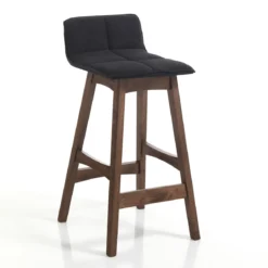Varm dark wood sgabello in tessuto grigio scuro e legno massello finitura noce scuro 39x47xh68 cm