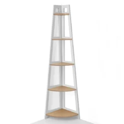 Varm wood libreria angolare laccata bianco opaco e finitura rovere 36x36xh170 cm