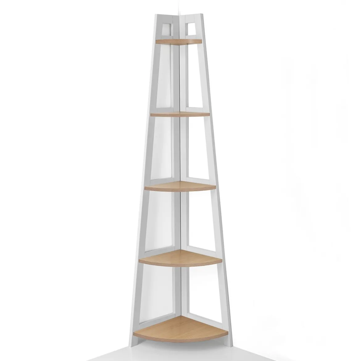 Varm wood libreria angolare laccata bianco opaco e finitura rovere 36x36xh170 cm