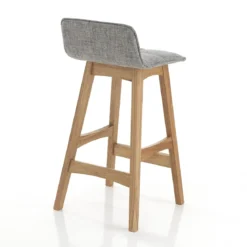 Varm wood sgabello in tessuto grigio e legno massello tinto finitura rovere 39x47xh68 cm
