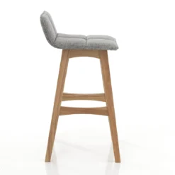Varm wood sgabello in tessuto grigio e legno massello tinto finitura rovere 39x47xh68 cm