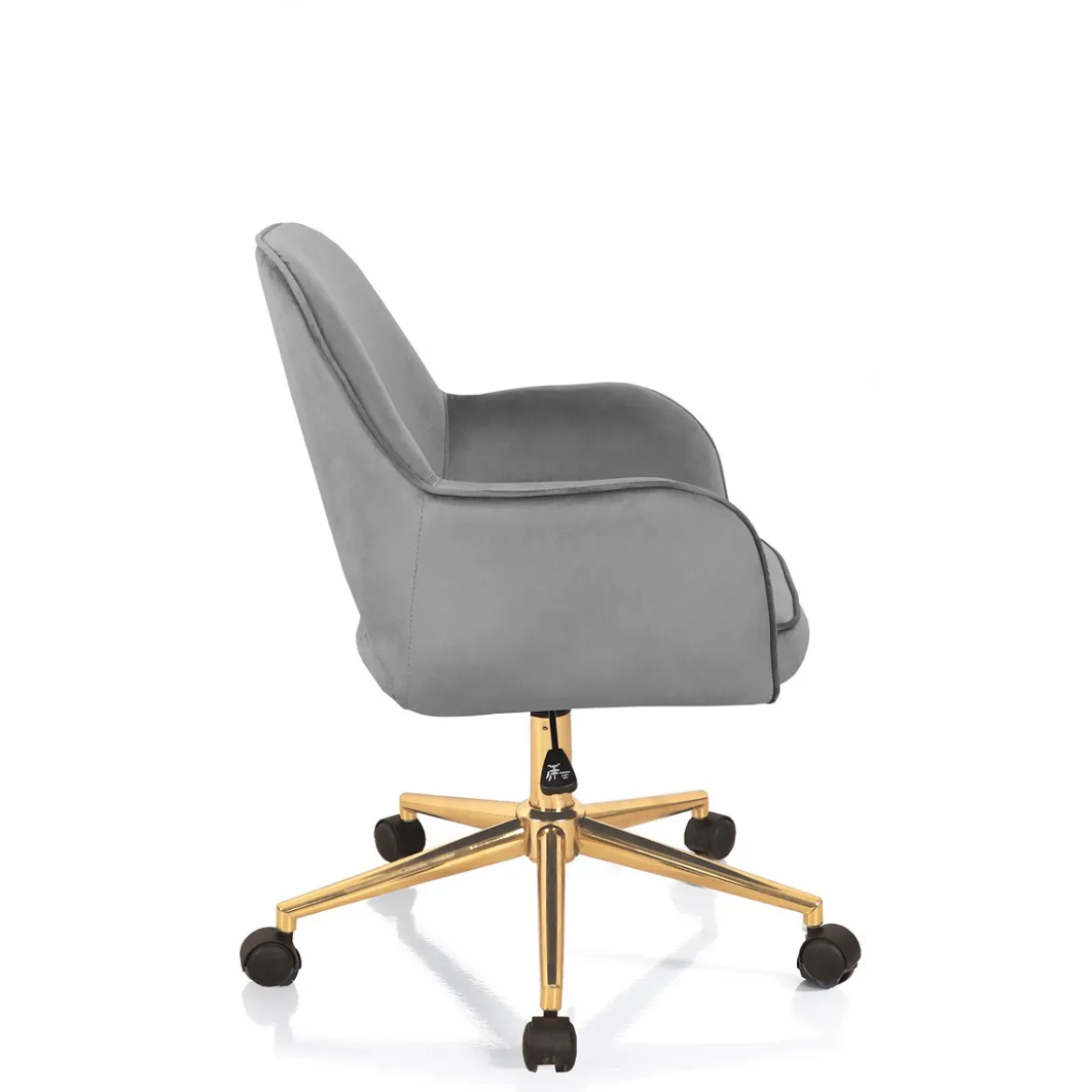 Victoria cor sedia da ufficio regolabile e girevole imbottita grigia in microfibra effetto velluto con ruote 57x58 h80/88 cm