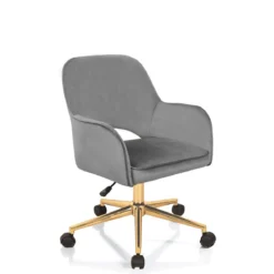 Victoria cor sedia da ufficio regolabile e girevole imbottita grigia in microfibra effetto velluto con ruote 57x58 h80/88 cm