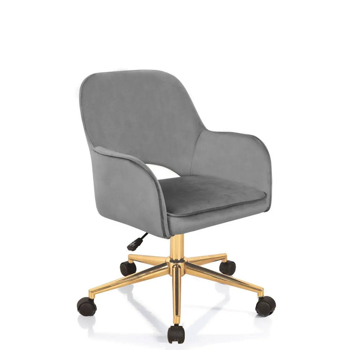 Victoria cor sedia da ufficio regolabile e girevole imbottita grigia in microfibra effetto velluto con ruote 57x58 h80/88 cm
