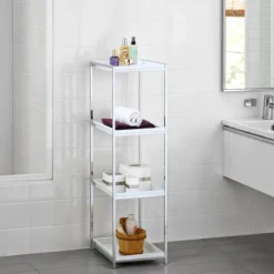 Vigio big scaffale in metallo cromato e abs bianco 31x38.5xh115 cm