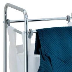 Vigio carrello in metallo cromato e abs bianco con sacca estraibile e ruote 62x39xh80 cm