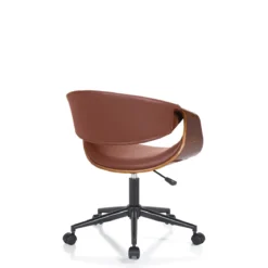 Visby-c dark wood sedia da ufficio regolabile e girevole multistrato finitura noce e pelle sintetica marrone 54x55 h73/83 cm