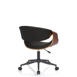 Visby dark wood sedia da ufficio regolabile e girevole multistrato finitura noce in pelle sintetica nera 54x55 h73/83 cm
