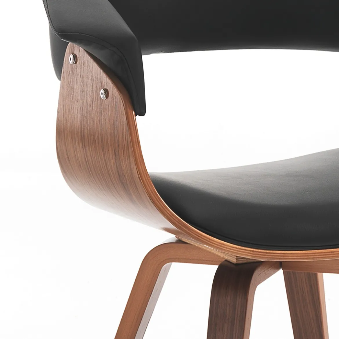Visby dark wood sedia in pelle sintetica nera e legno multistrato finitura noce 62x51xh81 cm