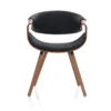 Visby 2 Dark Wood sedia multistrato curvato tinto finitura Noce pelle sintetica Nera h72 l53 p59