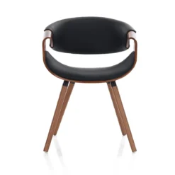 Visby 2 Dark Wood sedia multistrato curvato tinto finitura Noce pelle sintetica Nera h72 l53 p59