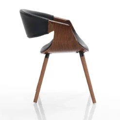Visby 2 Dark Wood sedia multistrato curvato tinto finitura Noce pelle sintetica Nera h72 l53 p59