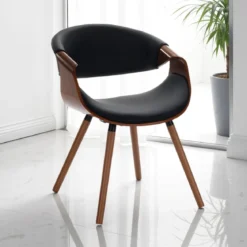 Visby 2 Dark Wood sedia multistrato curvato tinto finitura Noce pelle sintetica Nera h72 l53 p59