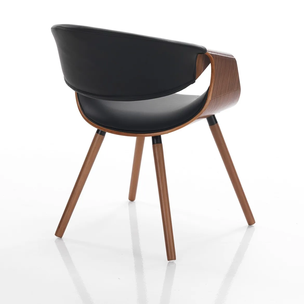Visby 2 Dark Wood sedia multistrato curvato tinto finitura Noce pelle sintetica Nera h72 l53 p59