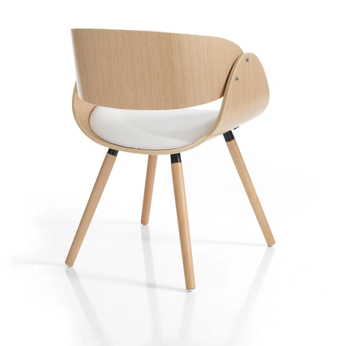 Visby evo wood sedia in pelle sintetica bianca e legno finitura rovere 54x52xh73 cm